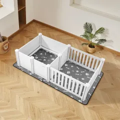 Puppy Dog Whelping Pen Box Adjustable Door Height For Medium Dogs 73x38x19.7 In - White - View 1