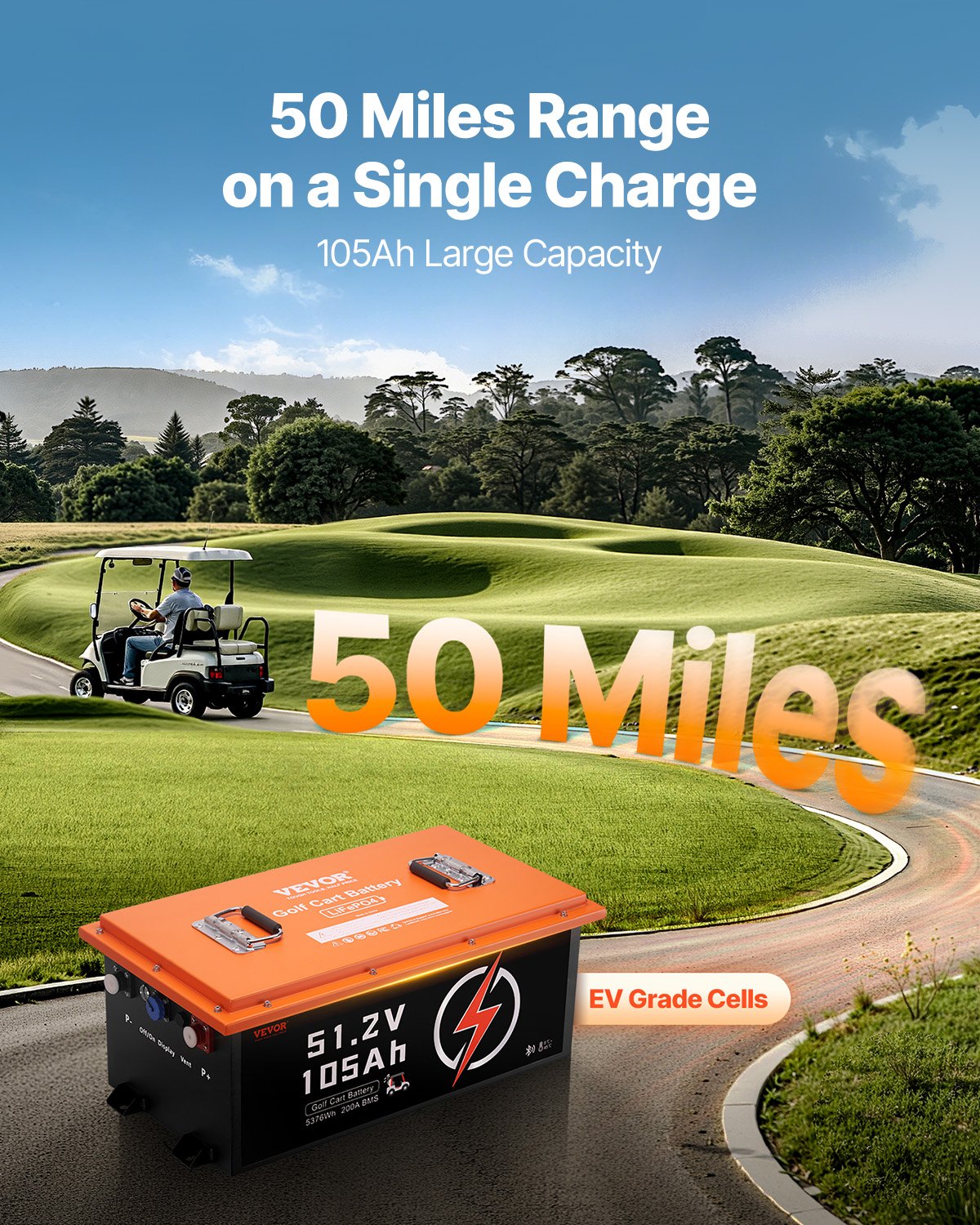 48V 105Ah Golf Cart Lithium Battery With 20A Charger And Touch Monitor