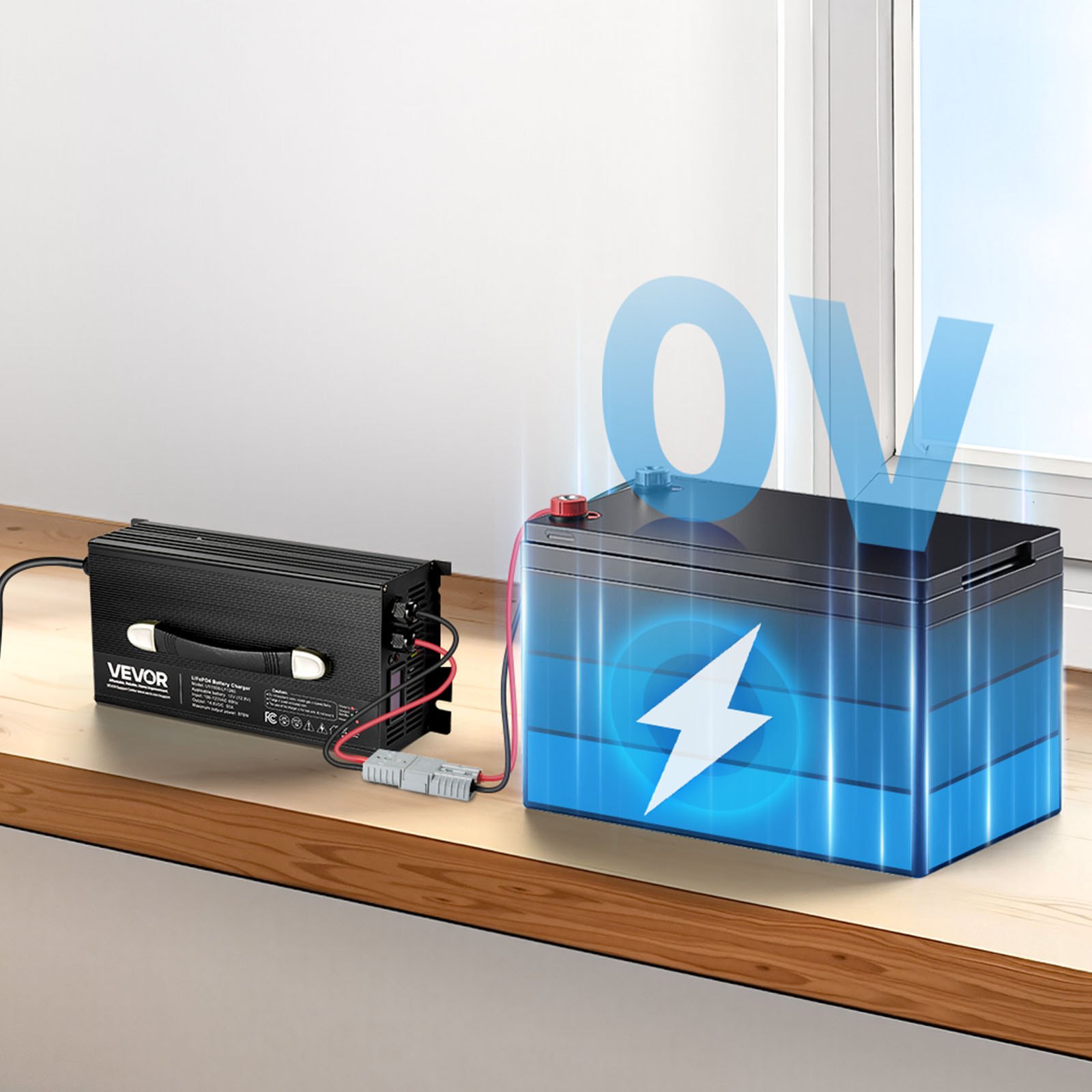 12V 60A Lithium Battery Charger 14.6V AC-DC LiFePO4 Smart Charger For RV – Black