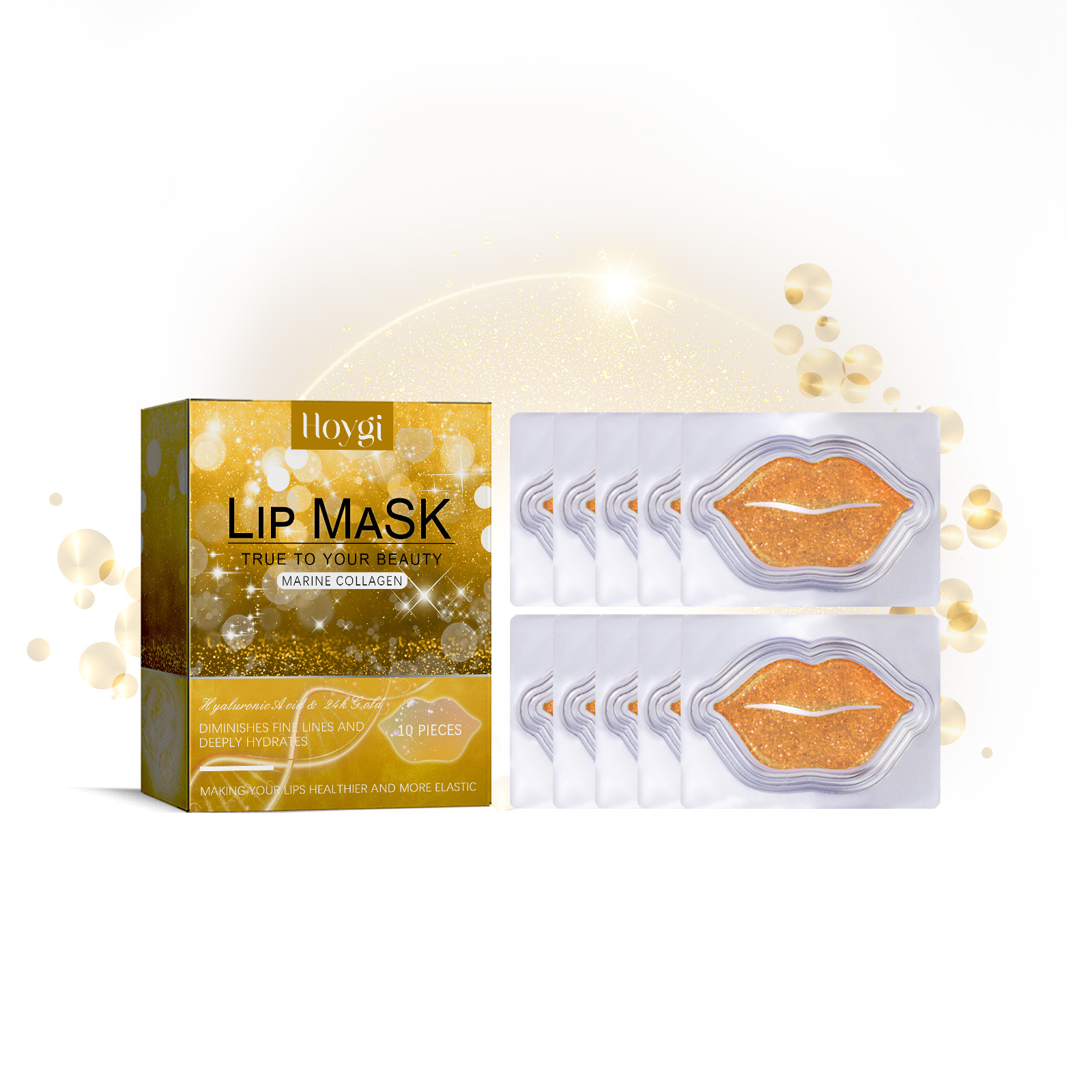 Hoygi Marine Collagen Lip Mask, Fade Lip Lines Smooth Moisturizing Prevent Weather Shack Moist Peeling Not Greasy Lips 10Pieces - Shop at LoveMi