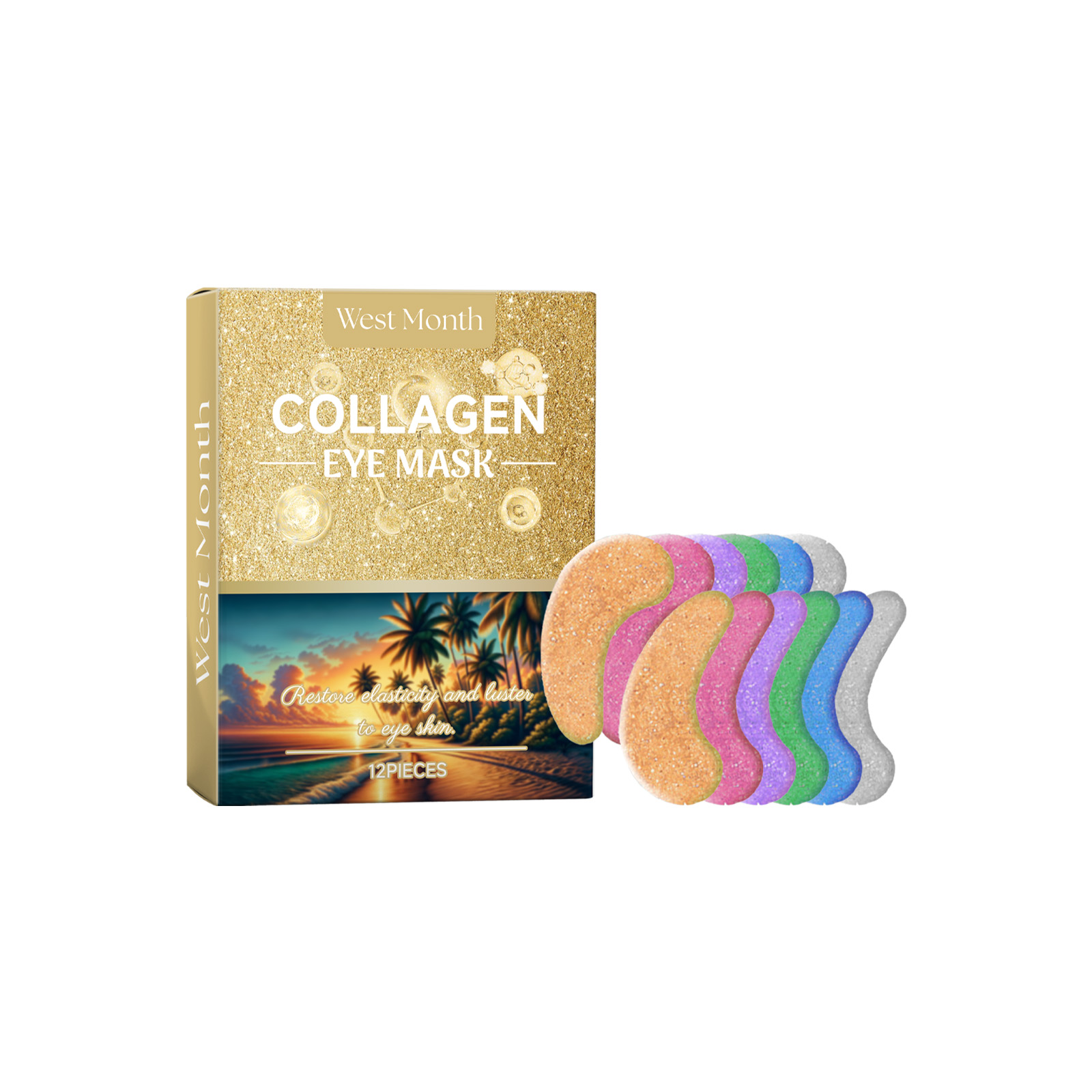 West&Month Collagen Eye Mask Moisturizes And Moisturizes The Elastic Muscle Of The Eyes And Reduces The Fine Lines Of The Dark Circles Under The Ey... 12Pieces - Shop at LoveMi