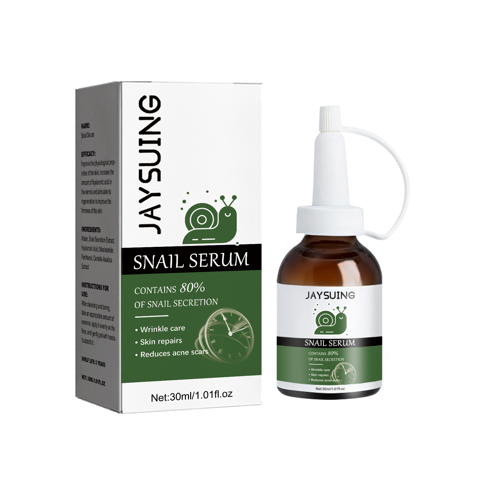 Jaysuing Anti Wrinkle Moisturizing Snail Essence, Lighten Lines Moisturizing Whitening Skin Firming Essence 30Ml - Shop at LoveMi