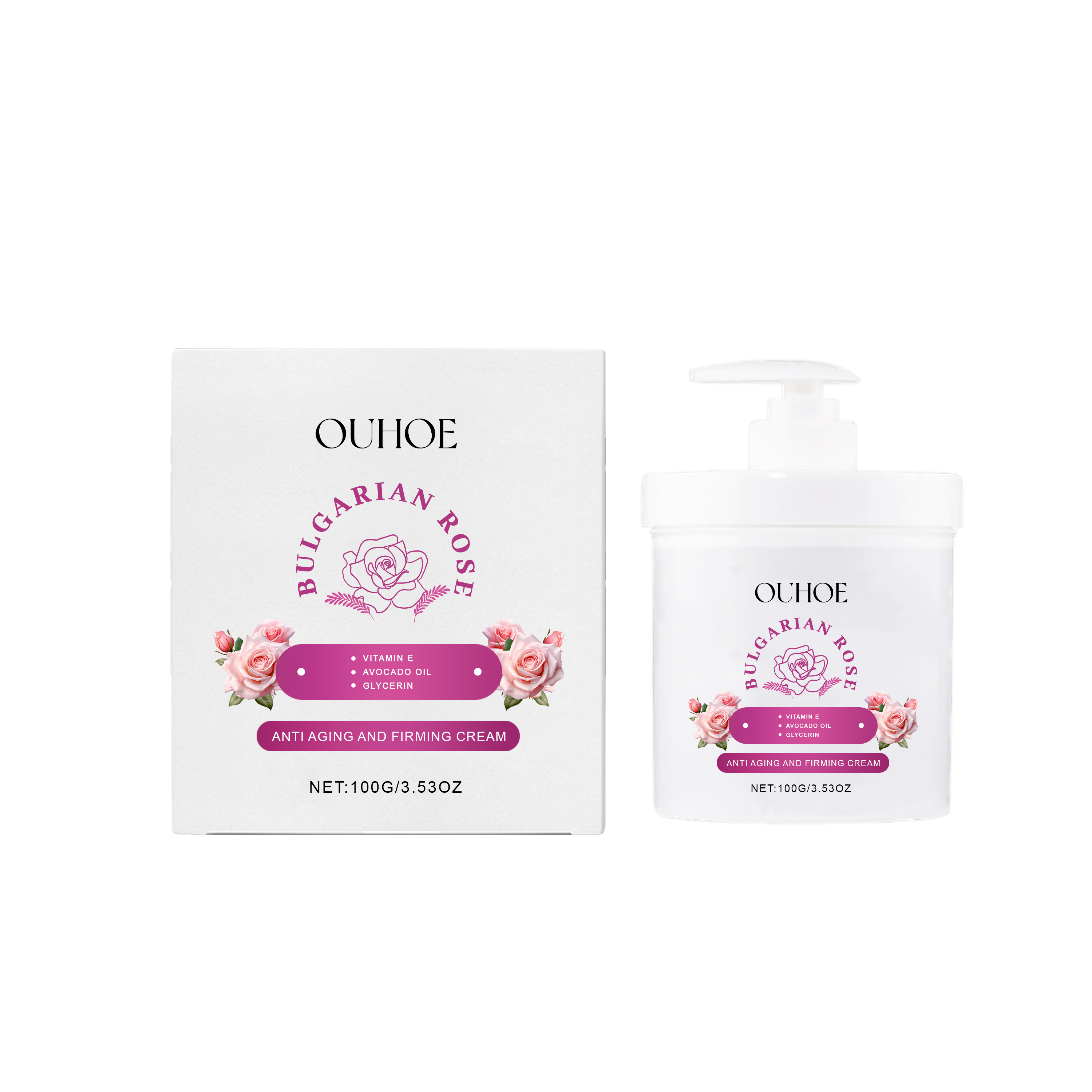 OUHOE Rose Firming Moisturizer, Moisturizing And Brightening Repair Cream For Facial Skin With Light Lines 100G - Shop at LoveMi
