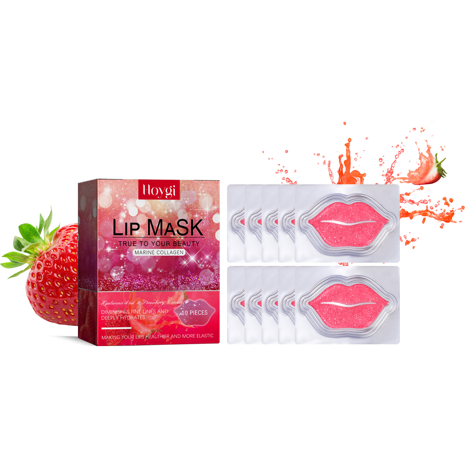 Hoygi Marine Collagen Lip Mask, Moisturizing Moisturizing Light Lip Lines Prevent Dry Chapped Lips Smooth Not Greasy Lip Film 10Pieces - Shop at LoveMi