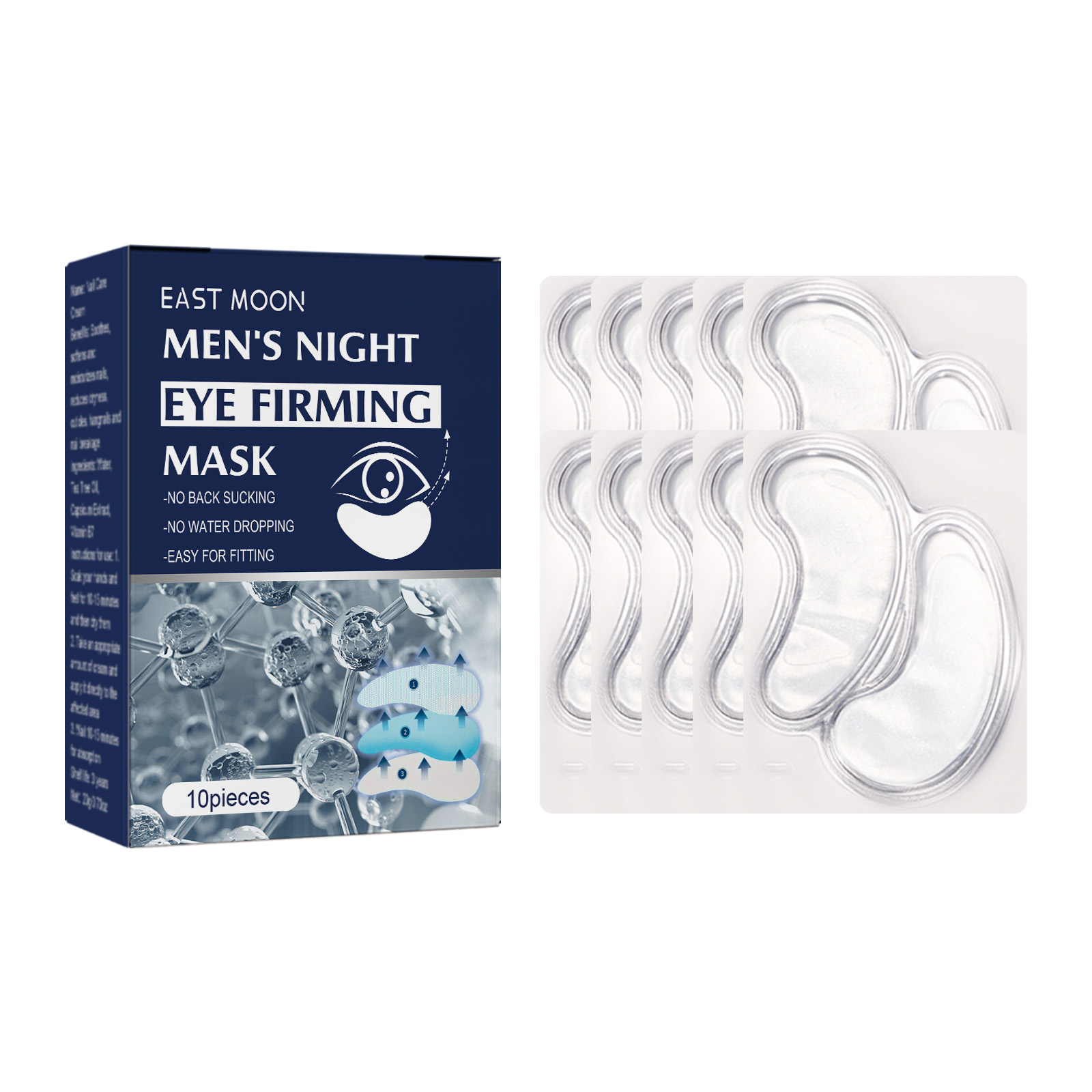 East Moon Men's Night Eye Firming Mask, Fade Out Fine Lines Eye Week Anti Wrinkle Firming Skin Moisturizing Hydrating Eye Mask 10Pieces - Shop at LoveMi
