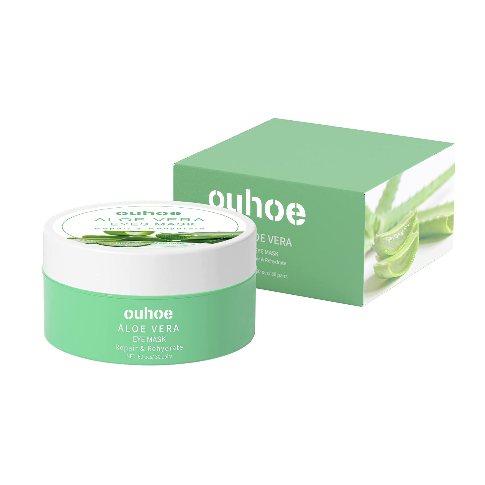 OUHOE Aloe Vera Eye Mask, Moisturizing Repair Eye Patch For Fine Lines And Dark Circles 60Pcs - Shop at LoveMi