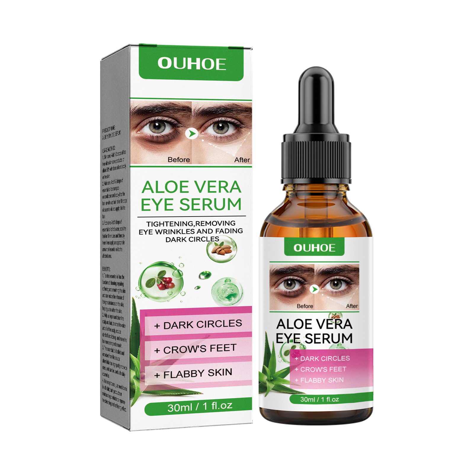 OUHOE Eye Care Essence, Reduces Fine Lines And Dark Circles, Improves Dull, Moisturized Eye Skin Essence 30Ml - Shop at LoveMi