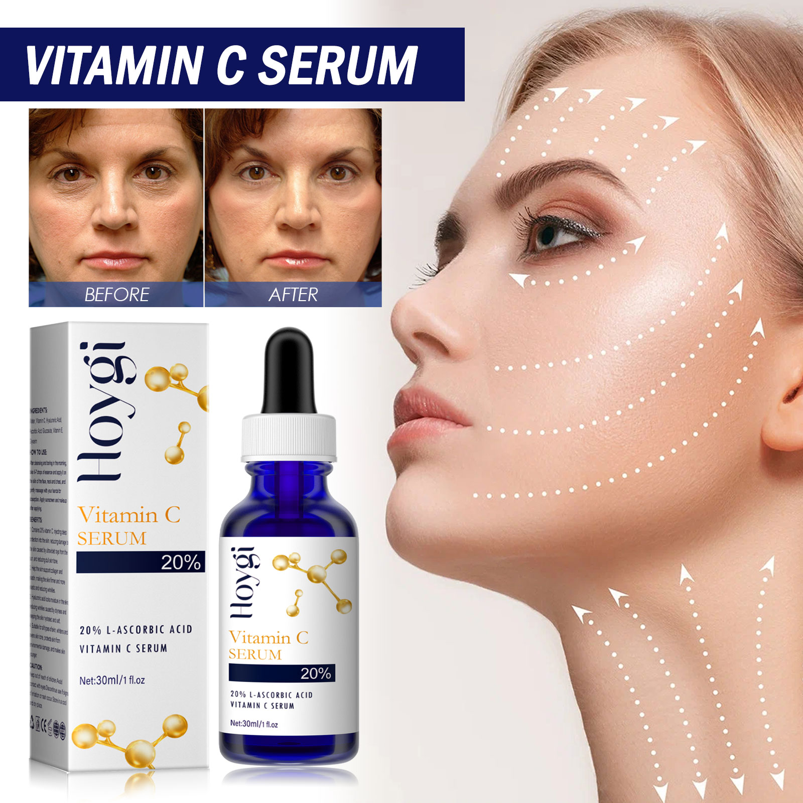 Hoygi Vitamin C Essence Firming And Anti Wrinkle Essence Lightening Fine Lines And Brightening Skin Hydrating Essence 30Ml - Shop at LoveMi