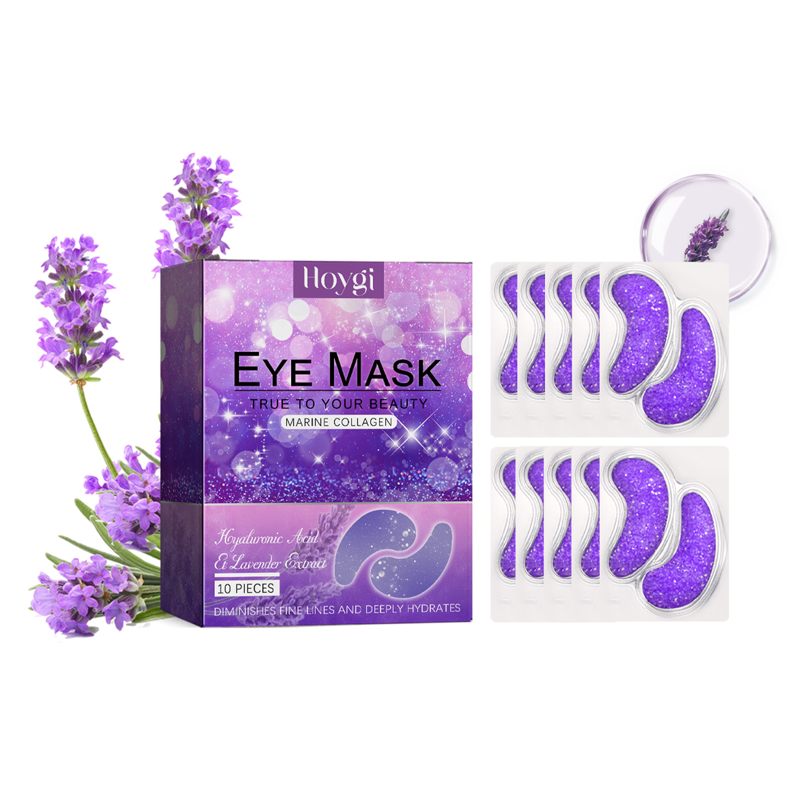 Hoygi Lavender Eye Gel Patch Reduces Fine Lines Under Eyes, Bags Under Eyes, Dark Circles, Firming Eyes, Anti Wrinkle Moisturizing Eye Patch 10Pcs - Shop at LoveMi