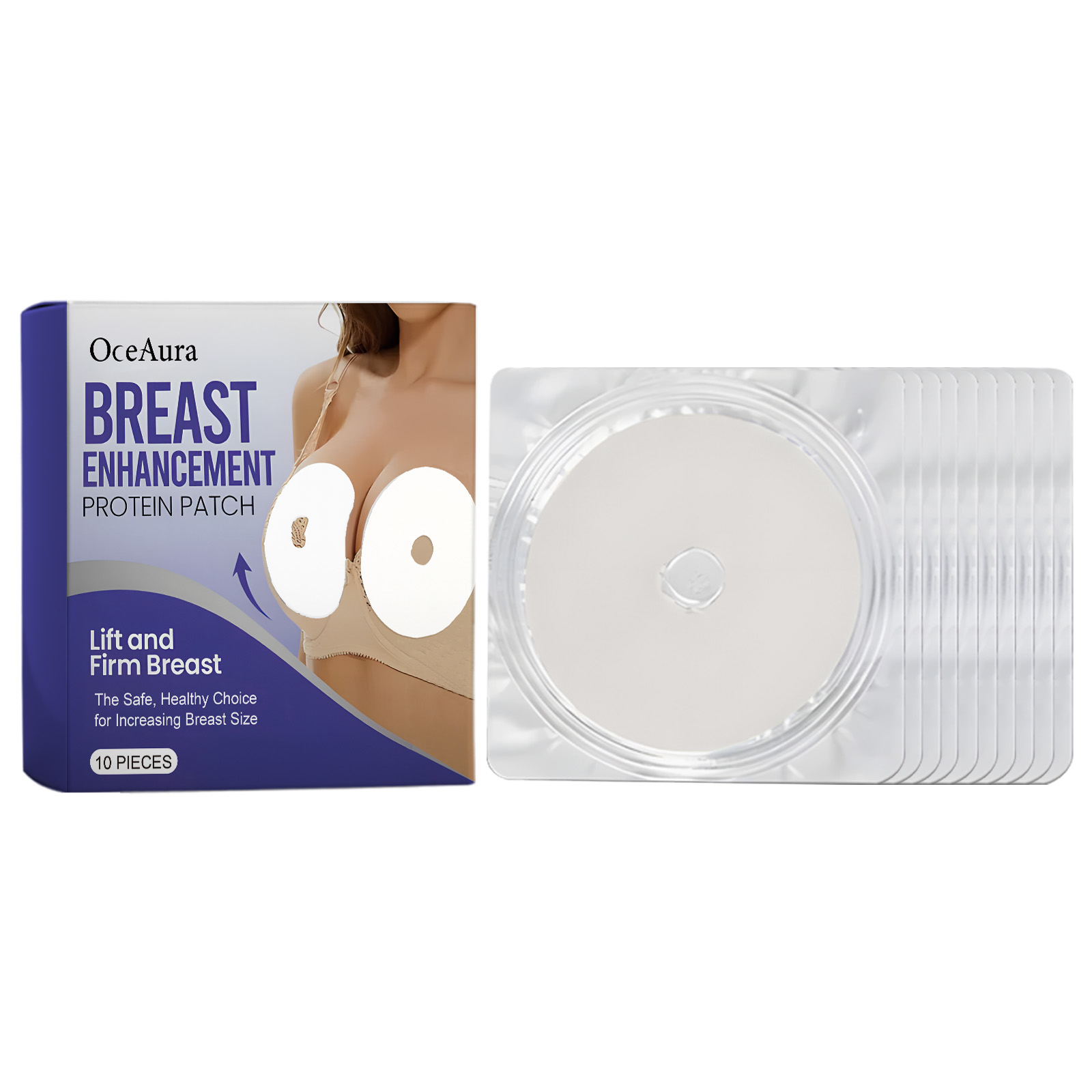 OceAura Breast Enhancement Protein Patch, Chest Tight Care Plenteous Breathable Comfortable Fit Chest Care Patch 10Pieces - Shop at LoveMi