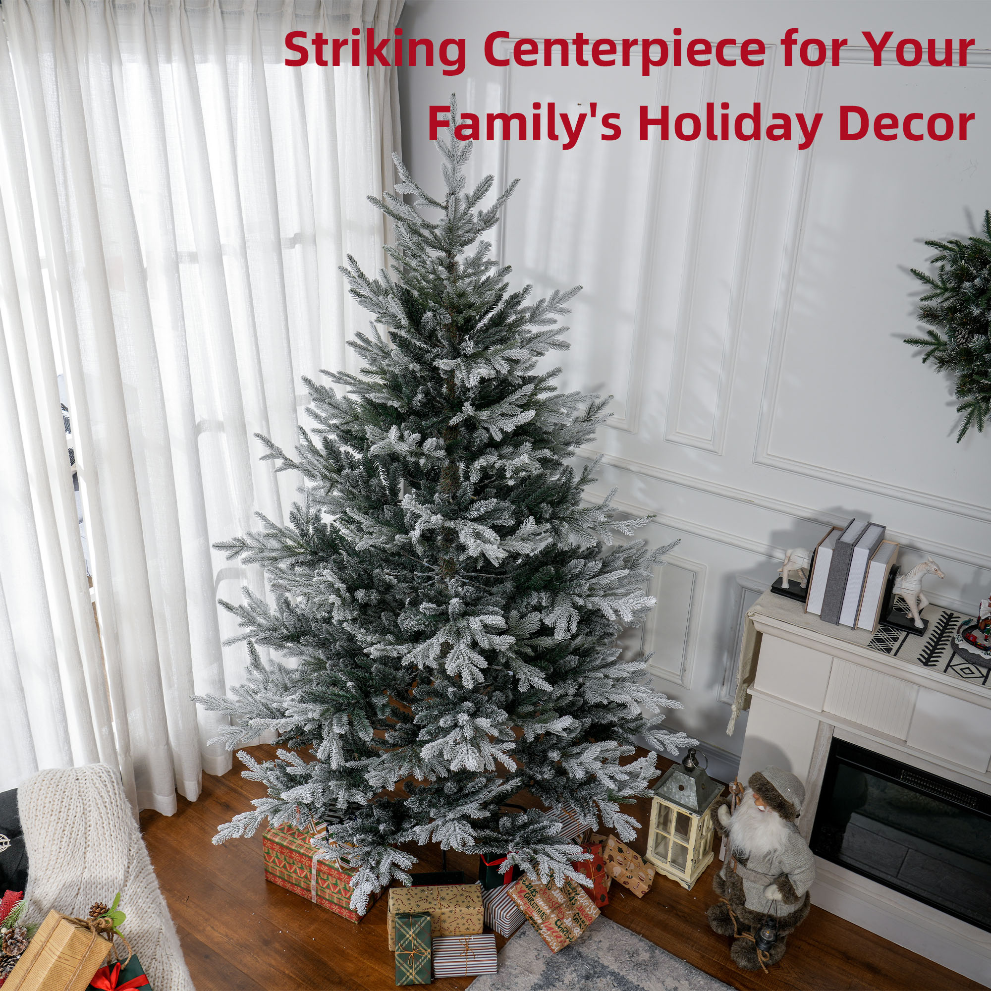 HOMCOM 7.5 Foot Artificial Christmas Tree, Pine Hinged Xmas Tree With 1218 Realistic Branches, Steel Base, Auto Open, Green