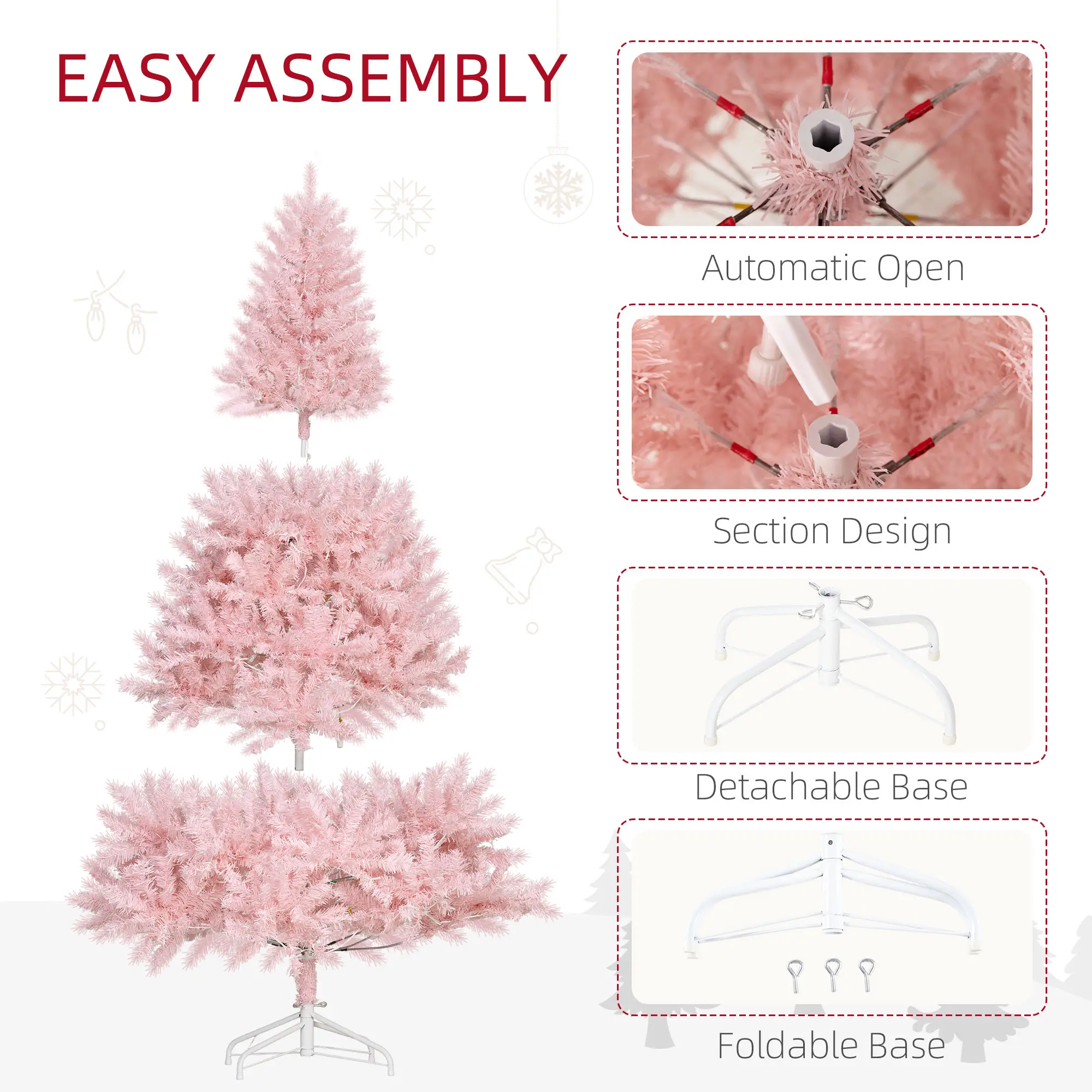 HOMCOM 6' Tall Prelit Christmas Tree Douglas