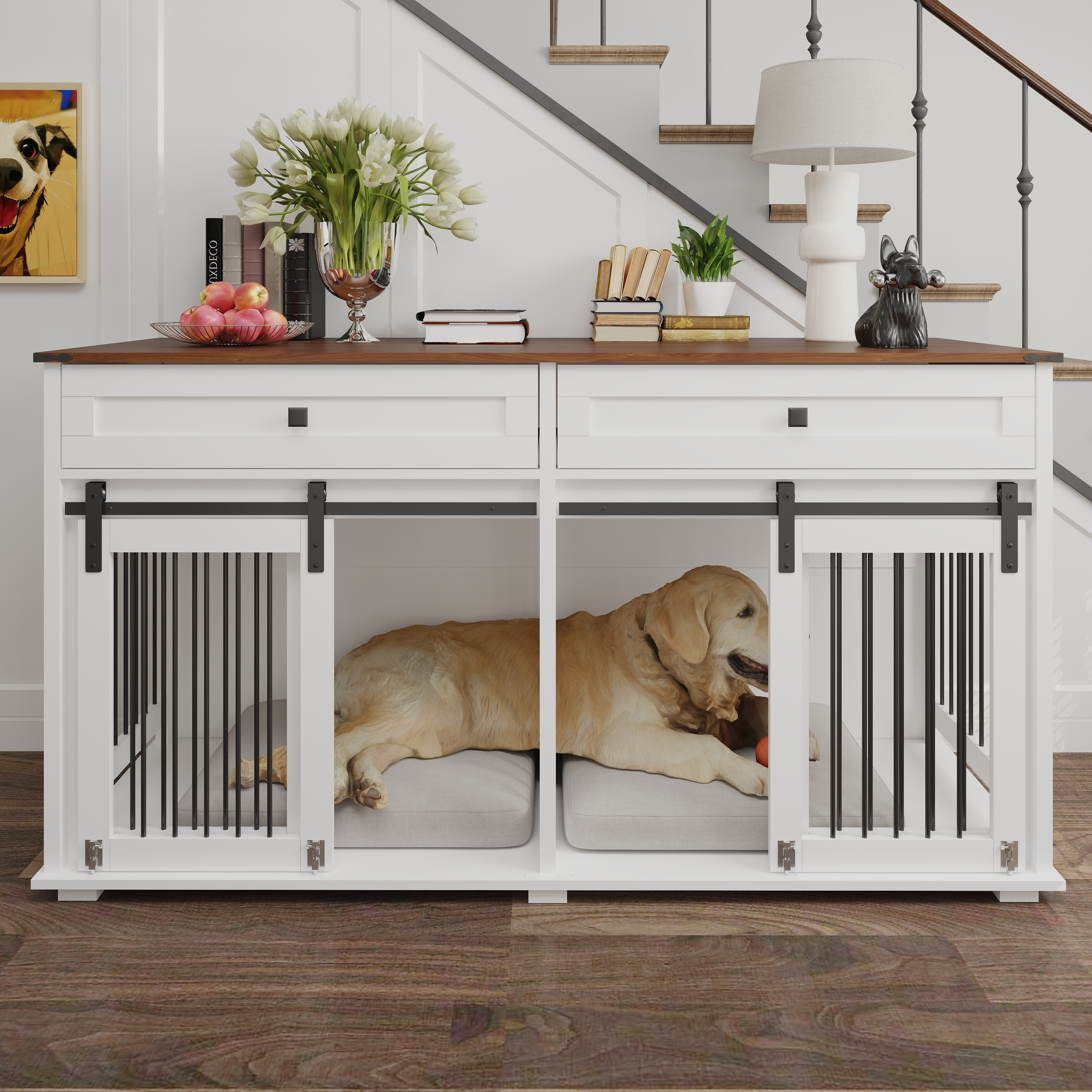 63'' Large Dog Crate Furniture for Double Dog — photo 6