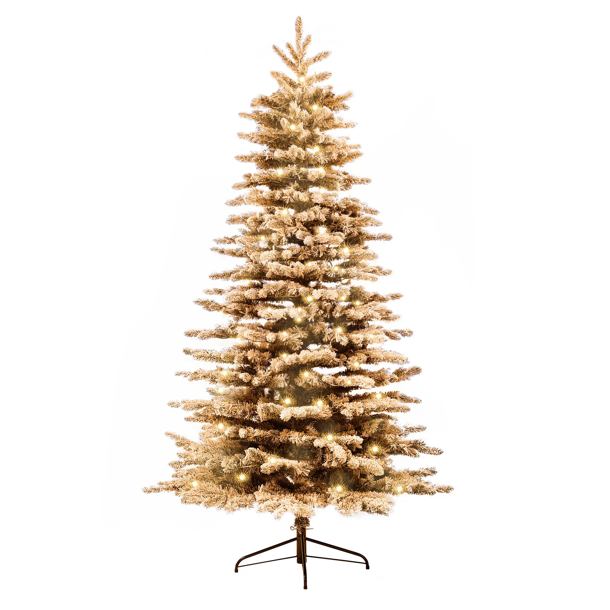 HOMCOM 7.5 Ft Pre-Lit Mountain Pine Artificial Christmas Tree, Snow Flocked Christmas Tree, Hinged Xmas Tree With 500 LED Lights And 1264 Branch Tips For Holida