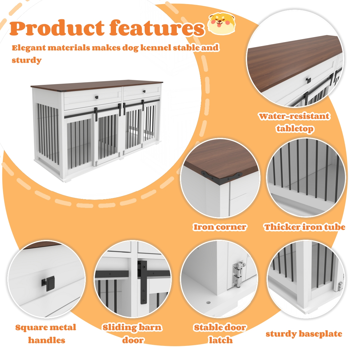 63'' Large Dog Crate Furniture for Double Dog — photo 4