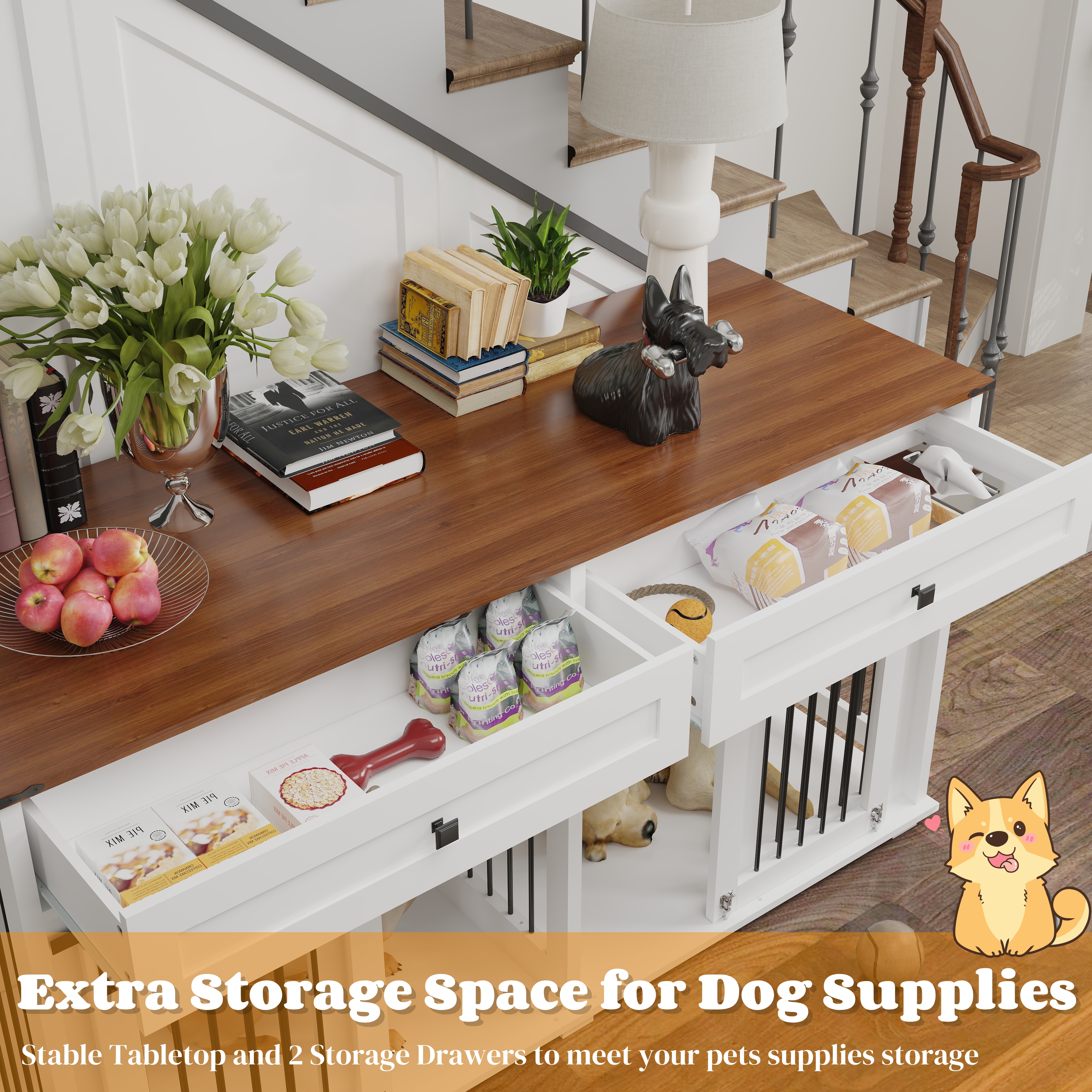 63'' Large Dog Crate Furniture for Double Dog — photo 3