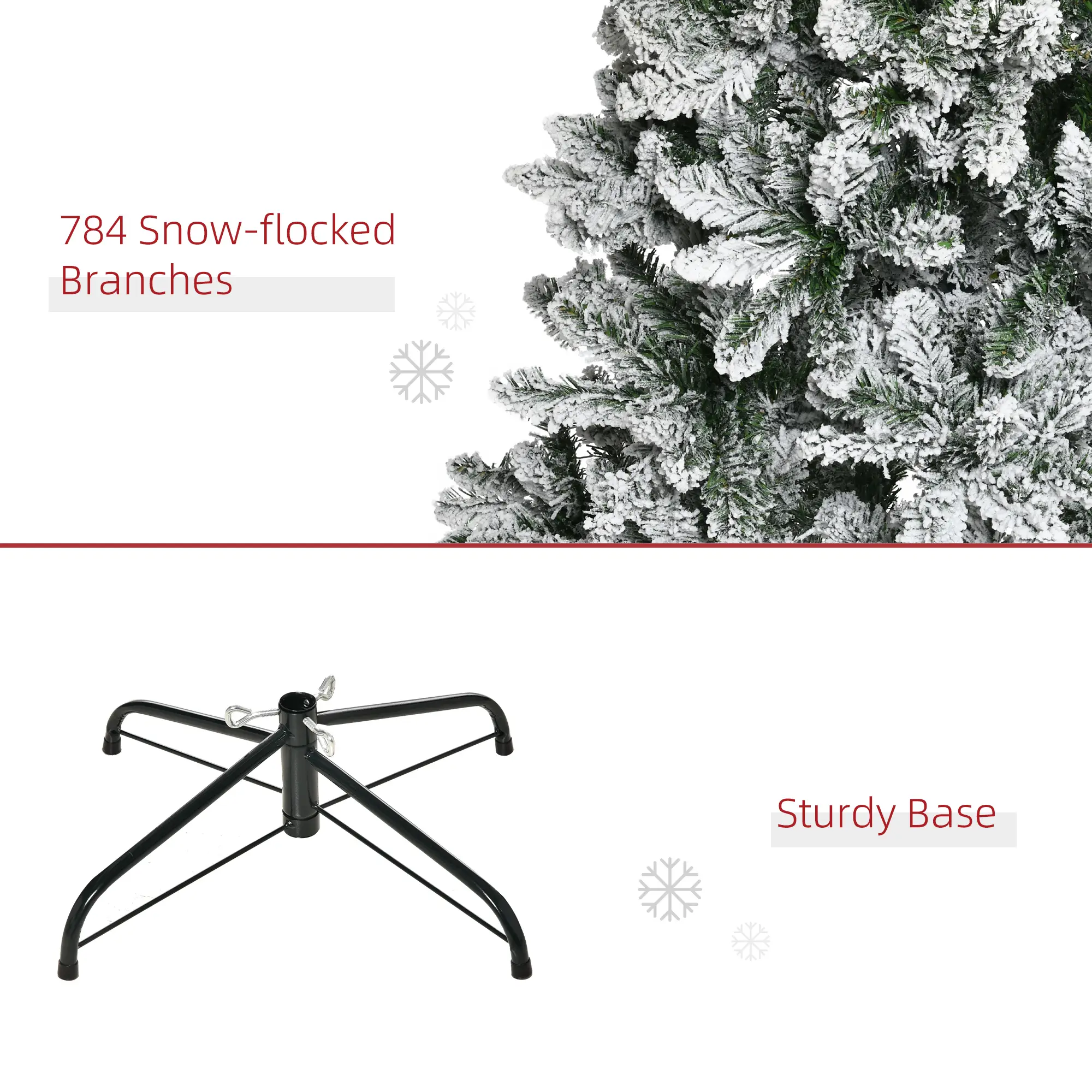 HOMCOM 9ft Unlit Snow-Flocked Slim Pine Artificial Christmas Tree With Realistic Branches And 1084 Tips