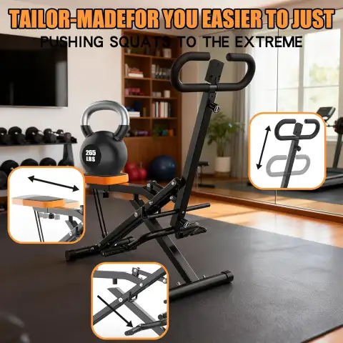 home squat machine foldable glute leg core trainer with resistance bands