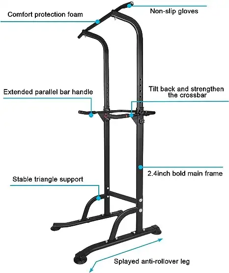 sport power tower workout dip station pull up bar height adjustable mult