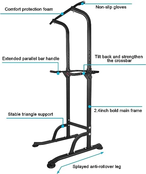 Sport Power Tower Workout Dip Station Pull Up Bar, Height