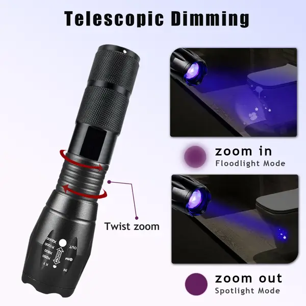 2 IN 1 LED Flashlight UV White Zoomable LED Flashlight Detection Lamp TK And TMEU For Self-pickup