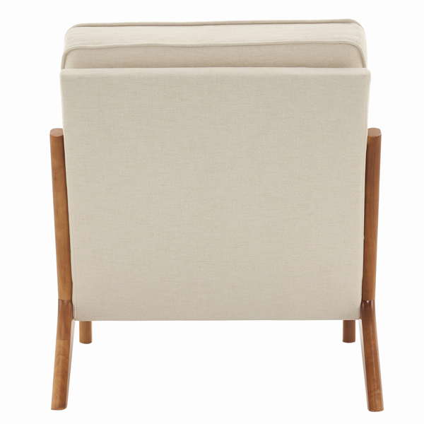 [Same Code: 16753613]Oak Armrest Oak Upholstered Single Lounge Chair Indoor Lounge Chair Off-White