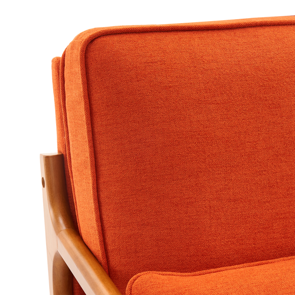 [Same Code: 93084294]Oak Armrest Oak Upholstered Single Lounge Chair Indoor Lounge Chair Burnt Orange Color
