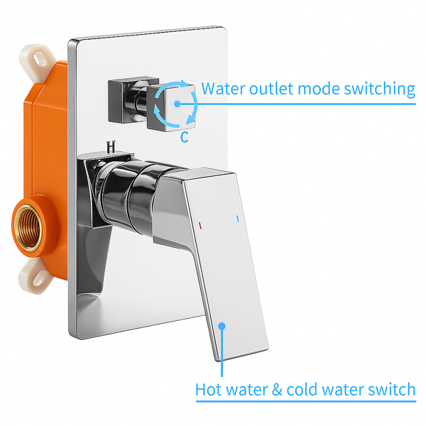 Rain Shower System Chrome Tub Shower Faucet Set 10 Inch Square Rainfall Shower Head With Handheld Sprayer And Waterfall Tub Spout[Unable Ship Weekends, TK/TEMU Only For Pickup]