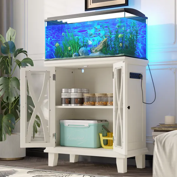 20 Gallon Fish Tank Stand With Power Outlets(4 AC 2 USB), Farmhouse Decorative Aquarium Stand Furniture With Adjustable Shelves, 10 20 Gallon Repti... Defaulttitle - Shop at LoveMi