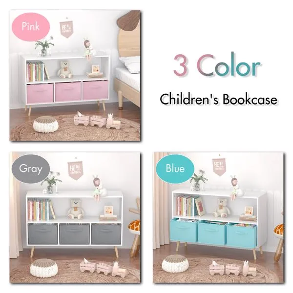 Kids Bookcase With Collapsible Fabric Drawers, Children's Book Display, Toy Storage Cabinet Organizer… image 5