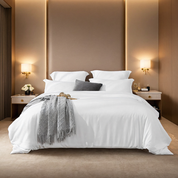 Solid Color Oversized Duvet Cover Set Available In White And Pink. Includes 1 Du