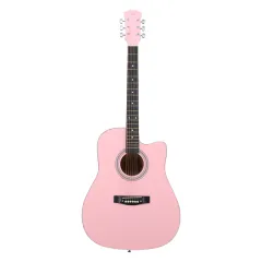 Pink 41-inch Dreadnought Barrel-shaped Cutaway Acoustic Guitar With Pick, Strings, Capo, Gig Bag, Tuner, Wrench Tool, And Shoulder Strap - Defaultt... - View 1