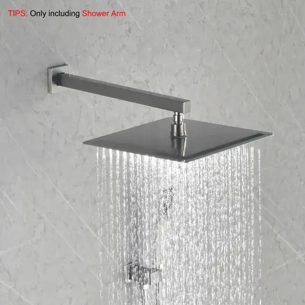 Shower Arm With Flange, 1/2 NPT Tapered Threads, Rain Shower Head Arm, Wall Mount Shower Extension Arm
