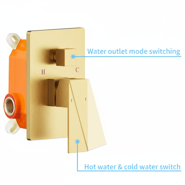 Rain Shower System Brushed Gold Tub Shower Faucet Set 10 Inch Square Rainfall Shower Head With Handheld Sprayer And Waterfall Tub Spout[Unable Ship Weekends, TK/TEMU Only For Pickup]