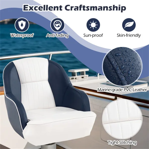 Universal Boat Seat – 4 Mounting Screws+Washers, Fits 5″x5″/5″x12″ Swivel/Pedestals, 16lbs