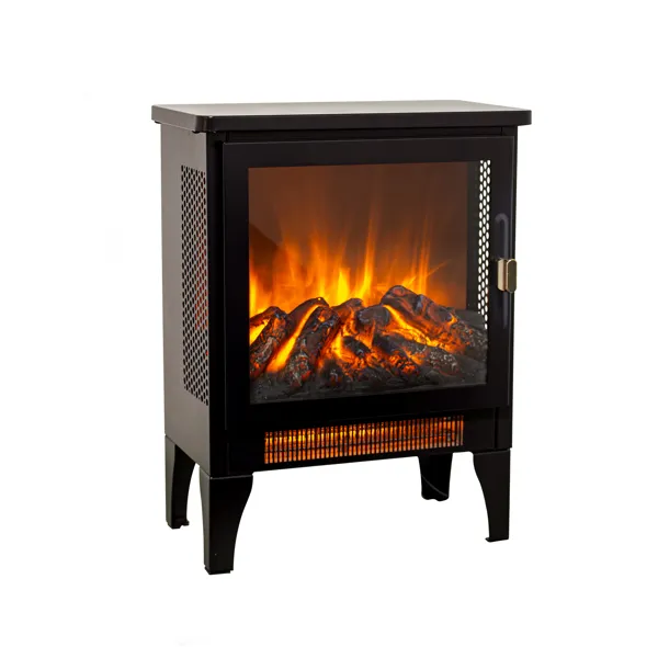 17 Inch Freestanding Electric Fireplace Stove Heater With 3D Flame Effect,Black