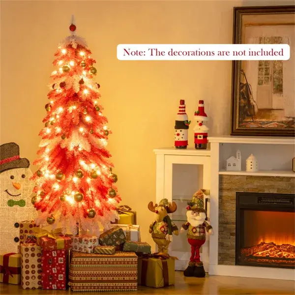 5ft Strawberry Shortcake Christmas Tree - 301 Branch Tips, 100 Warm White LEDs, Red+White+Browm PVC/Metal