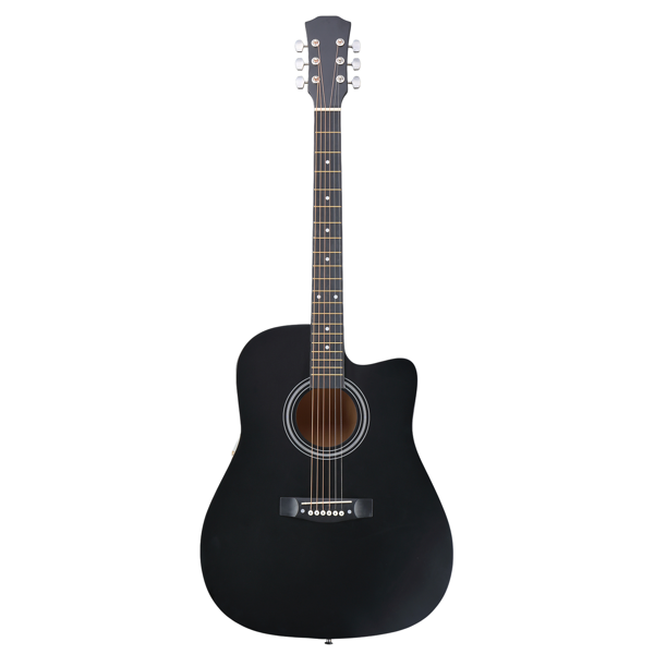 Matte Black 41 inch Dreadnought Barrel shaped Cutaway Acoustic Guitar With Pick, Strings, Capo, Gig Bag, Tuner, Wrench Tool, And Shoulder Strap D... Defaulttitle - Shop at LoveMi