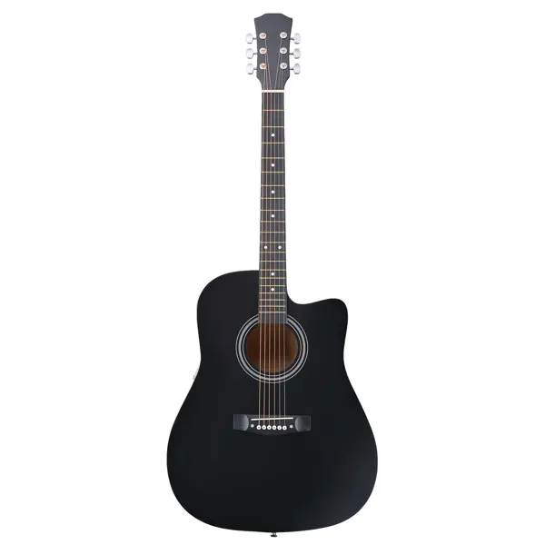 Matte Black 41-inch Dreadnought Barrel-shaped Cutaway Acoustic