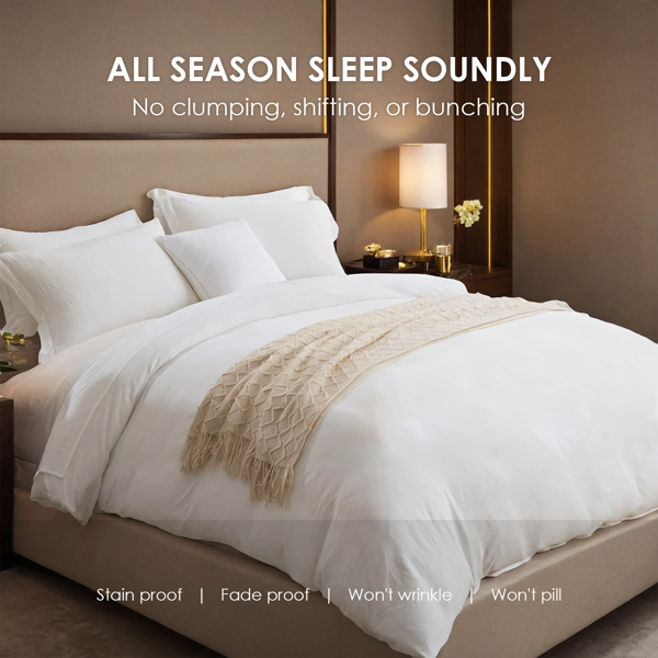 Solid Color Oversized Duvet Cover Set Available In White And Pink. Includes 1 Duvet Cover & 2 Pillowcases. Premium Microfiber Fabric With Hotel-grade Minimalist