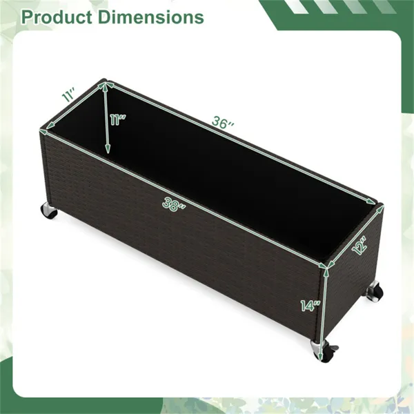 Mobile Elevated Planter – 5 Smooth Casters, Soil Leak-Proof Liner, 132lbs Load, Balcony/Patio/Living Room