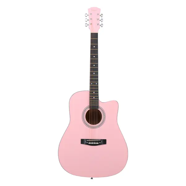 Pink 41-inch Dreadnought Barrel-shaped Cutaway Acoustic Guitar