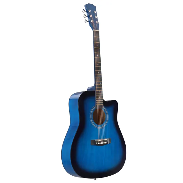 Blue 41 inch Dreadnought Barrel shaped Cutaway Acoustic Guitar With Pick, Strings, Capo, Gig Bag, Tuner, Wrench Tool, And Shoulder Strap Defaultt... Defaulttitle - Shop at LoveMi