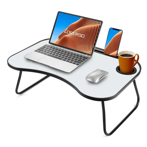 Portable Laptop Desk, Gray And White Matte