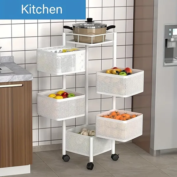 Rotating Kitchen Storage Shelf 5 Tier, Metal Fruit Vegetable Storage Basket Multi-Layer Vegetable Rack Storage… - 3