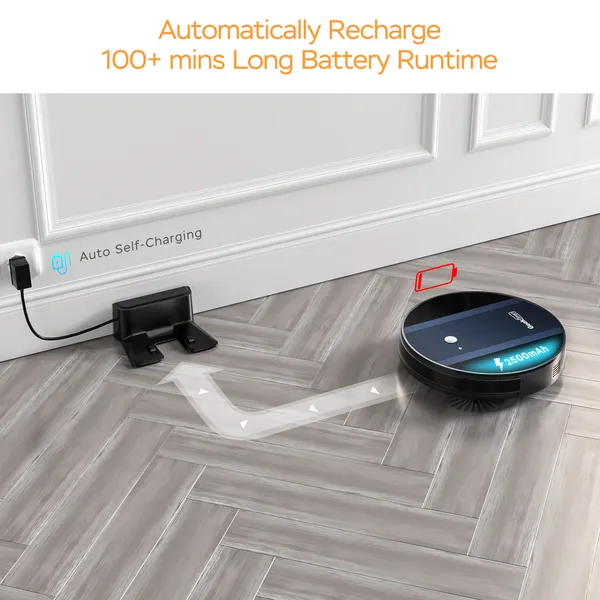 Geek Smart Robot Vacuum Cleaner G6;  Ultra-Thin;  1800Pa Strong Suction;  Automatic Self-Charging;  App Control;  Custom Cleaning;  Great For Hard Floors To Carpets(Banned From Selling On Ama