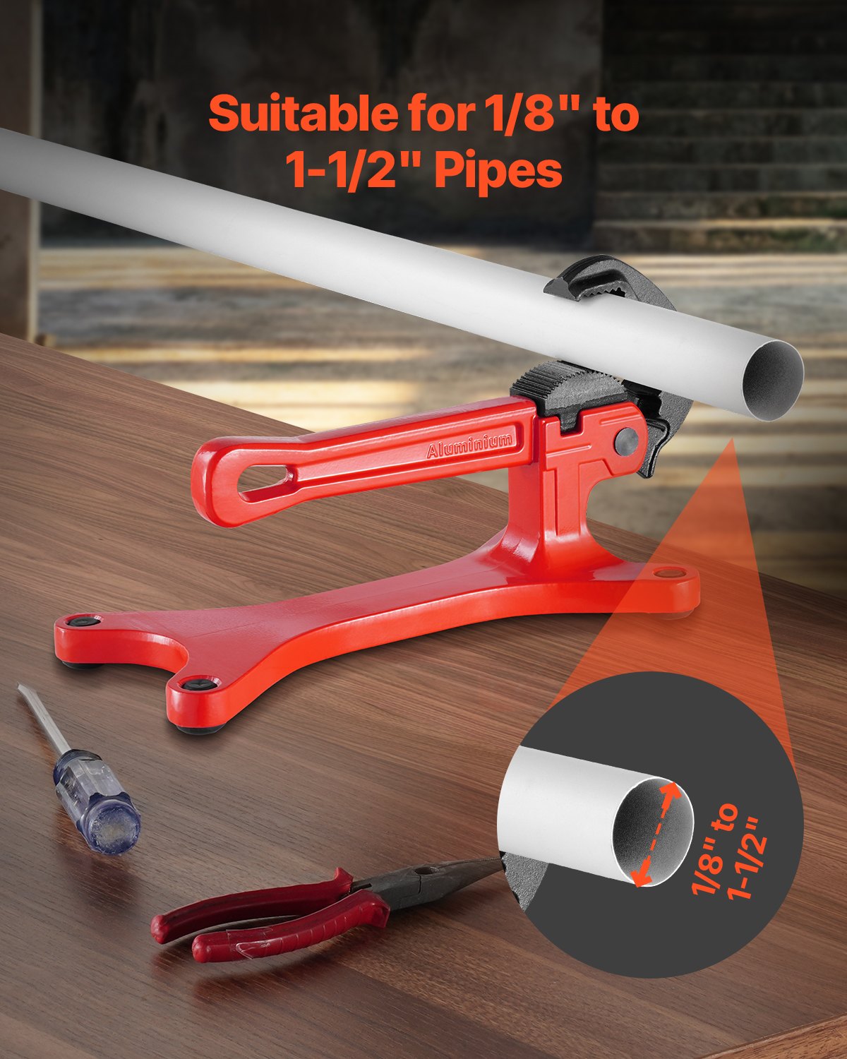 Pipe Vise Portable Lightweight Aluminum Pipe Vise 1'8 To 1-1'2 Capacity image 2