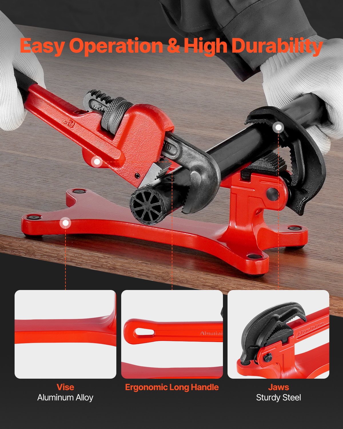 Pipe Vise Portable Lightweight Aluminum Pipe Vise 1'8 To 1-1'2 Capacity image 3