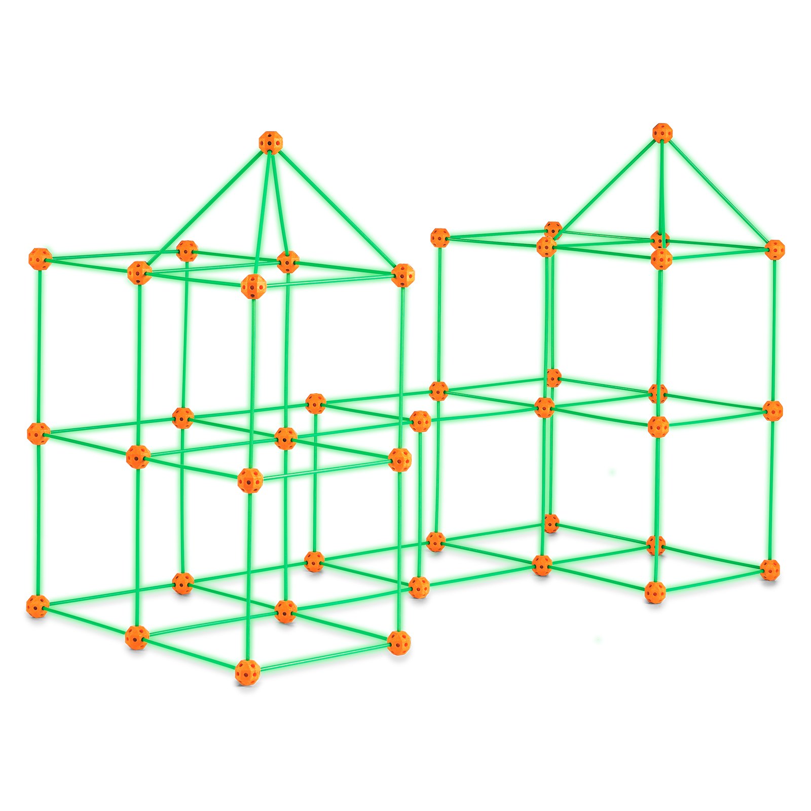 Fort Building Kit For Kids, 140PCS Glow In The Dark STEM Building Toys, Educational Gift For 4 5 6 7 8+ Year Old Boys & Girls Indoor Outdoor Play Tent Construction Toys With 96 Rods And 44 Balls - Image 1