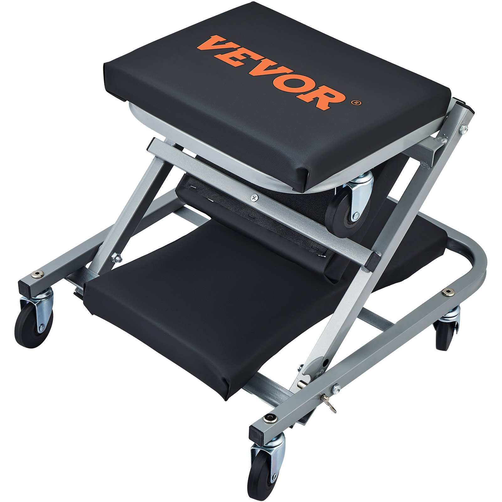 Z-Creeper Seat, 2 In 1 Rolling Folding Car Creeper/Stool, 300 Lbs Capacity Mechanic Creeper, Low Profile Creeper With 6 Pcs Wheels For Garage, Shop, Auto Repair, Lay Down Or Sit, Black - Image 1